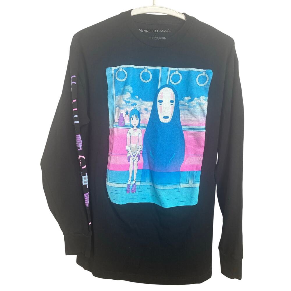 Studio Ghibli Spirited Away Chihiro & No Face Black Graphic Tee M Shirt Y2K